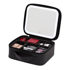 CRUSEC - Cosmetiquero Con Espejo Luz Led Compartimientos