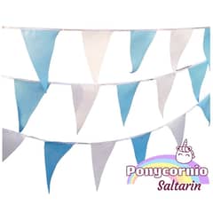 COLUMPIOS PONYCORNIO SALTARIN - Banderines decorativos 20 metros celeste y blanco