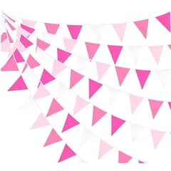 COLUMPIOS PONYCORNIO SALTARIN - Banderines decorativos 20 metros rosado y blanco