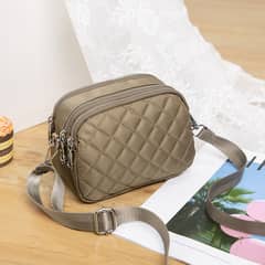 DANWEILE - Bolso bandolera cuadrado multifuncional rombos de mujer - Caqui