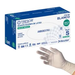 REUTTER - Guantes Látex Sin Polvo Tresor Caja 100 Un - Talla S