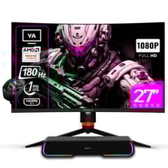 MASTER G - Pack Monitor Gamer 27" Curvo FHD 1080 VA 180hz 1ms + Soundbar BT