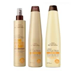 PLACENTA LIFE BE NATURAL - Set Lisso Keratina Shampoo Y Acondicionador Termo Protector Be Natural