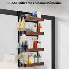 AIZO - Organizador Ducha Ajustable Negro Antioxido Multiuso para Baño Cocina