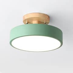 CASA NEW - Lámpara Led Techo 18cm Base de Madera Verde