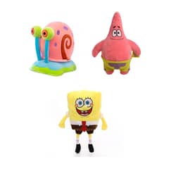 VARIOS - Set de 3 Peluches Bob Esponja, Gary y Patricio de 23 - 35 Cm