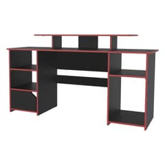 FMFURNITURE - Escritorio Gamer 885X1571X50 Cm Fm-045N Negro Y Rojo