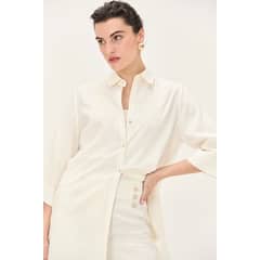 MA GRIFFE - Tapado Camisero Lino Crudo Magriffe