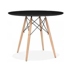PANDALINO - Mesa redonda de comedor 80cm blanca - Negro