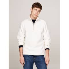 TOMMY HILFIGER - Polerón Con Cuello Y Con Media Cremallera Blanco