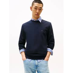 TOMMY HILFIGER - Polerón Solid Con Cuello Redondo Azul
