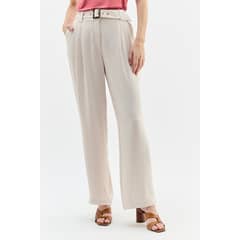MA GRIFFE - Pantalon Con Cinturon Beige Magriffe