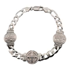 GENERICO - Pulsera san benito plata gruesa hombre exclusivo regalo