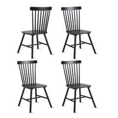 GENERICO - Pack 4 Silla de Comedor Windsor de Madera Negro
