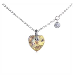 VANE COLLECTION - Cadena collar mujer fina baño de rodio corazón 1cm en cristal y circón