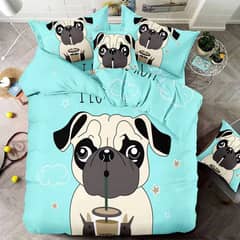 ANGELES DEL HOGAR - Cubrecama Quilt Verano 15 Plazas Perro Pug Azul