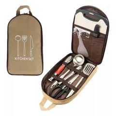GENERICO - Set Encimera Utensilios Cocina Camping 8 piezas