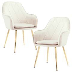 PANDALINO - Pack 2 Sillón Sitial Diamante Terciopelo Beige - Moderno y Cómodo
