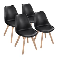 PANDALINO - Pack 4 Tulip Negras Acolchadas - Diseño Moderno