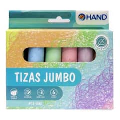 HAND - Tizas Pizarra Jumbo 6 Colores 6 Unid Tizas Grandes