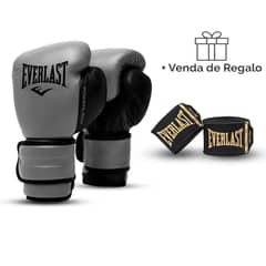 EVERLAST - Guante de Boxeo Powerlock Gris 16oz + Vendas