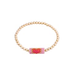 JB JOYAS BARON - Pulsera Plata Esterlina 925 Corazoncito Pink Revestido Oro 14kt