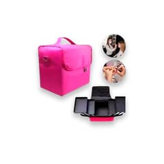 GENERICO - Maleta Organizadora de Tela Maquillaje Chica Fucsia