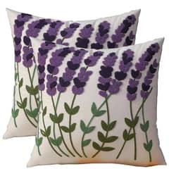 DECORACION CREATIVA - 2 Fundas Cojin Bordado - Lavandas Lilas