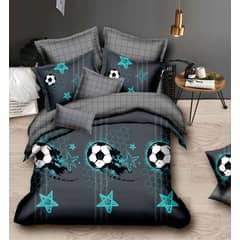 ANGELES DEL HOGAR - Juego Sabanas Plaza y Media + funda de Almohada Futbol Negro Gris