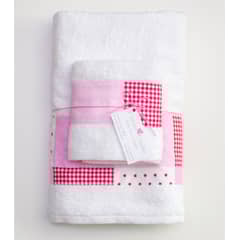 COCHO COCHO - Juego Toalla 2 Piezas Algodón Cuadros Fucsia