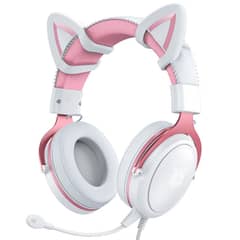ONIKUMA - Audífonos de juego por cable X10 Blanco Rosa