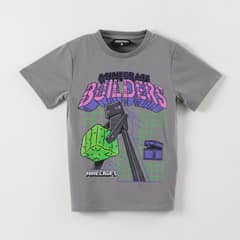 MINECRAFT - Polera Manga Corta Niño Mesa Gris