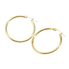 LUXURYJOYAS - Aretes Aros De Argolla De OroAmarillo De18 Kt