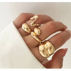 GENERICO - Set Anillos Boho anillos en baño de oro