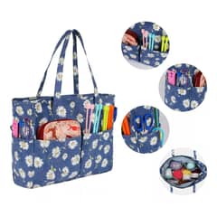 GENERICO - Bolso Cartera Porta Tejido Lanas Palillos Y Crochet - Flores