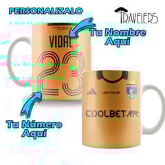GENERICO - Tazón Cerámico Blanco Colo-Colo Camiseta Dorada