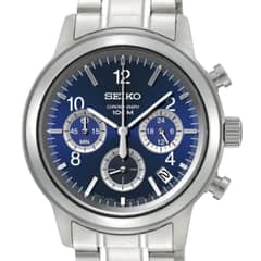 SEIKO - Reloj Cuarzo Cronografo Esfera Azul 100m SSB005