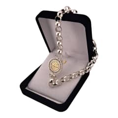 GENERICO - Pulsera san benito plata gruesa mujer