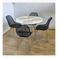 GENERICO - Comedor Mesa Eames Blanca 80cm + 4 Sillas Panal Negra