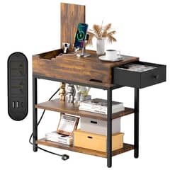 AIZO - Mesa Auxiliar Con Puerto Usb y Toma De Corriente Para Salón Dormitorio