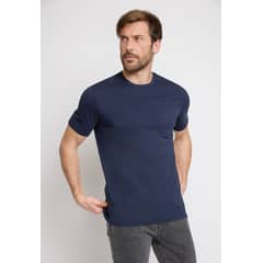 TRIAL - Polera Hombre Casual Algodón Liso Slim Marcus Azul Marino