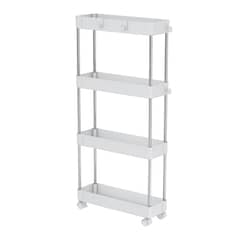 GENERICO - Carrito Carro Organizador Ruedas Multiuso 4 Niveles-Blanco M