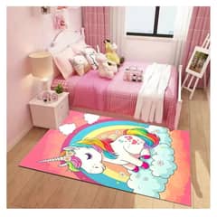 SMARTY - Alfombra Lisa Infantil Diseño Unicornio Arcoiris y Nube 120x160CM
