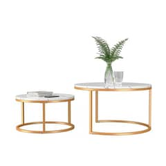 TIENDA EL GARAGE - Mesa Centro Nido 2 Piezas Marmolada 50 y 70 cm