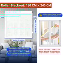 GUIZA - Cortina Roller Blackout 2 Paño 180x240 Doble Con Visillo Sin Cenefa