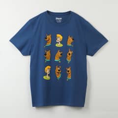HANNA BARBERA - Polera Manga Corta Hombre Scooby Faces Azul