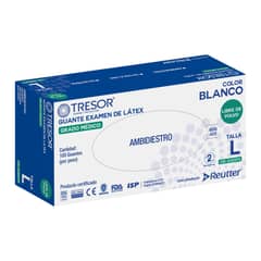 REUTTER - Guantes Látex Sin Polvo Tresor Caja 100 Un - Talla L