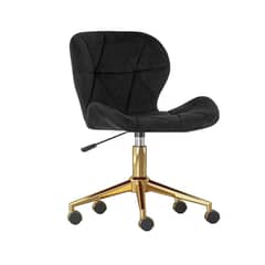 GENERICO - Silla Escritorio Mariposa Felpa Negro Pedestal Dorado
