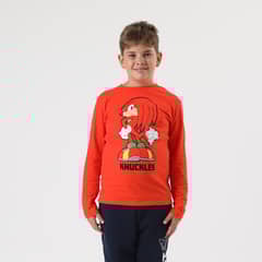 SONIC - Polera Manga Larga Niño Knuckles Rojo