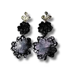 JARDIN DEL ESTE - Aros de cuero Peonías negros